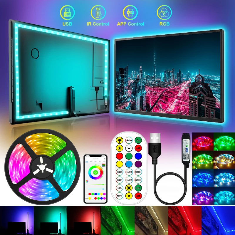 LED prúžky LIGS 4in1 WiFi Bluetooth USB RGB 2835 LED osvetlenie LAMP Light Light Light Phone Control Pre TV podsvietenie Party 1m 2m 3m 10m