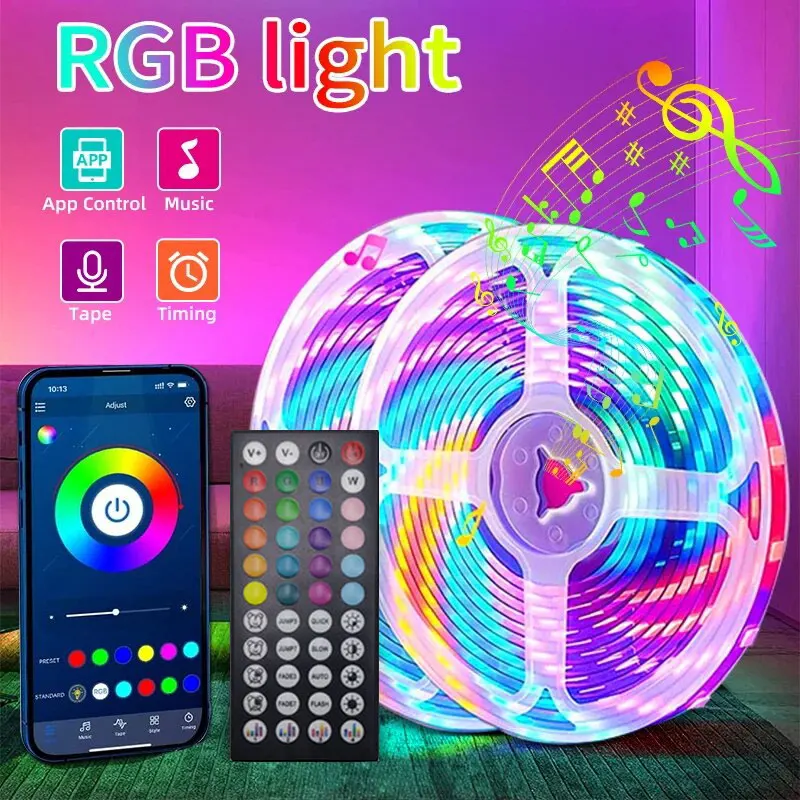 LED pásik USB RGB 5050 WiFi 5V LED stuha 10m 15m 15m ľadový reťazec podsvietenia LED pásma LED pásma s Bluetooth diaľkovými LED svetlami pre miestnosť
