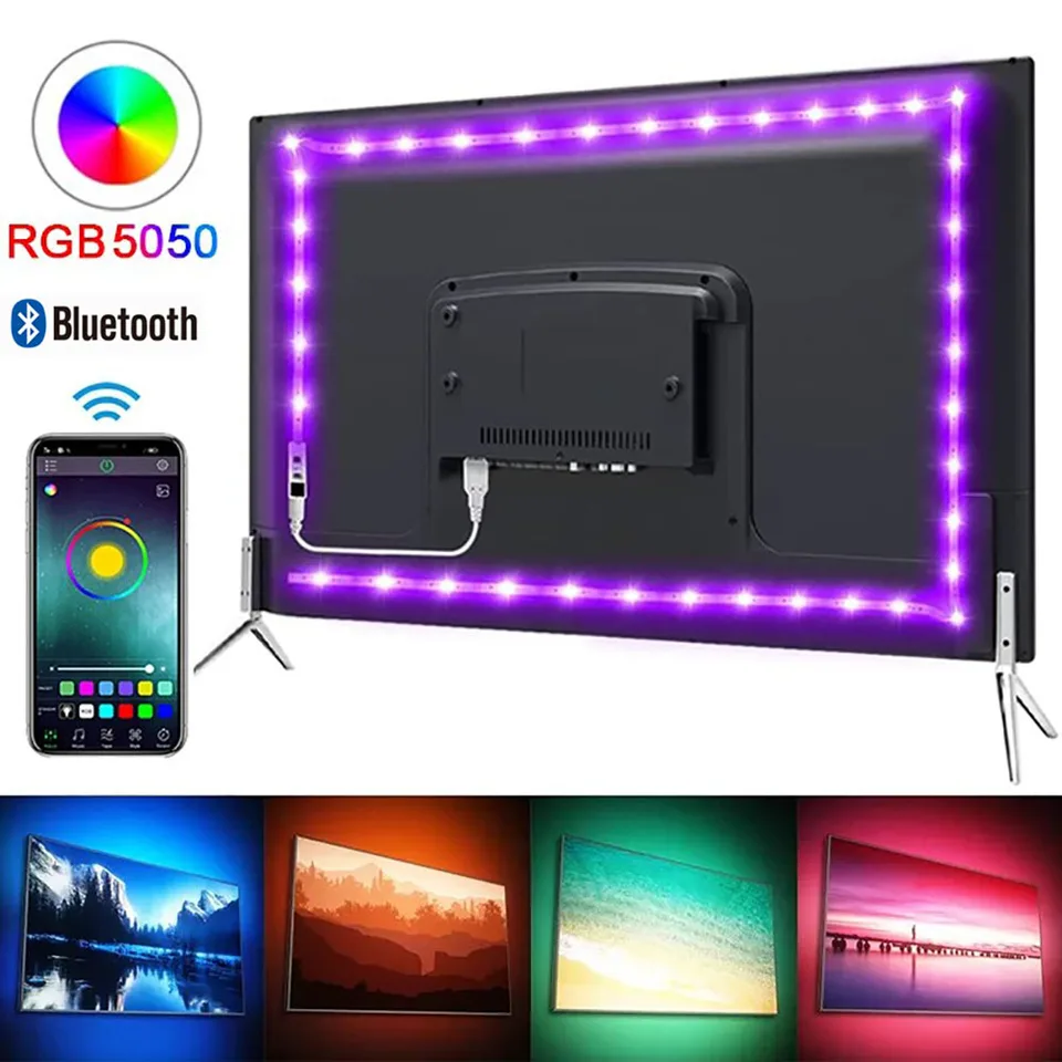LED pásové svetlá RGB APP CONTROL COLORMA Zmena svetla s 24 kľúčmi diaľkový režim pre dekoráciu miestnosti Bluetooth TV SMD 5050 RGB