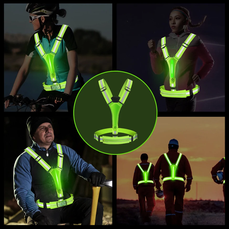 LED reflexná vesta Light Up Running vesta nastaviteľný pás/reflexná bezpečnostná vesta USB nabíjateľná pre ženy mužov Deti