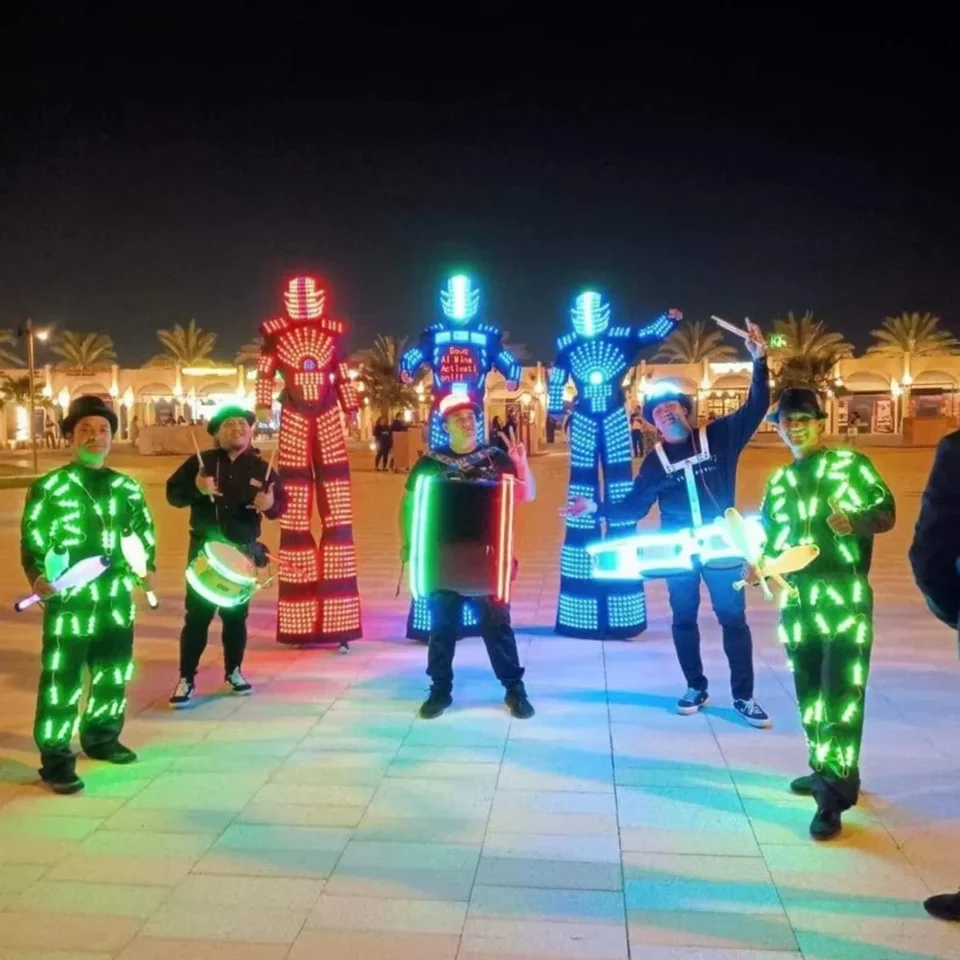 LED robotické kostýmy Plásknutia chodcov Walker Rave Party Halloween kostým dospelých, Light Up DJ Nightclub Cosplay Helme Mask Outfit