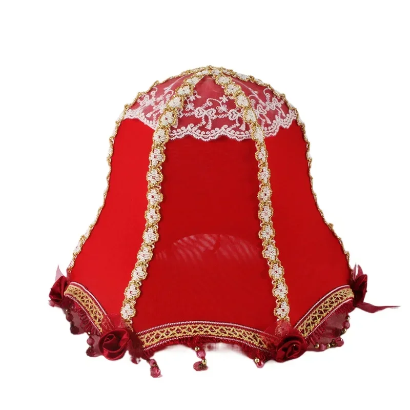 LED ručne vyrábané látky lampa Svadobná červená hodvábna handrička Špeciálny palác lampa nová čipka