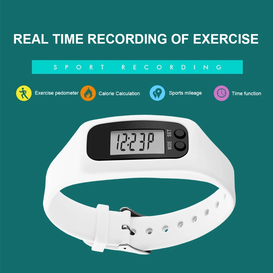 LED s chodcom náramok Step Counter Watch 12/24 hodín Displej Chôdza Runna