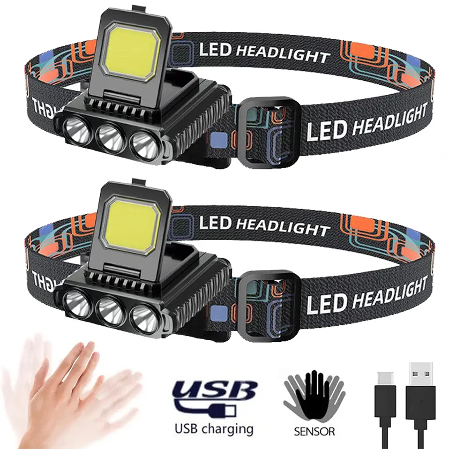 LED snímač svetlomety mini prenosné klipové klipové svetlo USB Nabíjateľné 5 svetelných režimov svetlomet so vstavanou batériou kemping