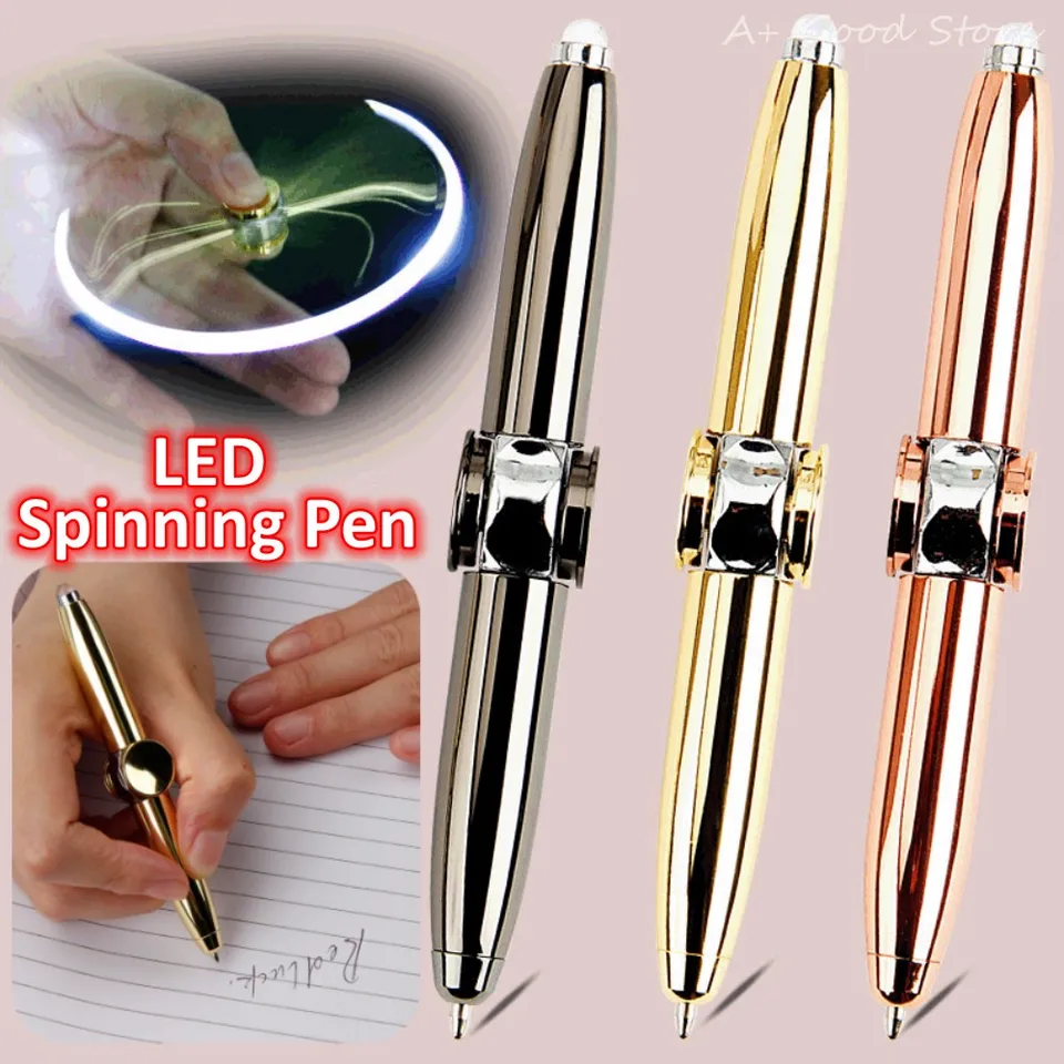 LED spinning pero fidget úzkosť Dekompresia gyro kovový guľôčkový pero Pen Office School Dodávky písanie hračiek pre deti pre deti dospelých