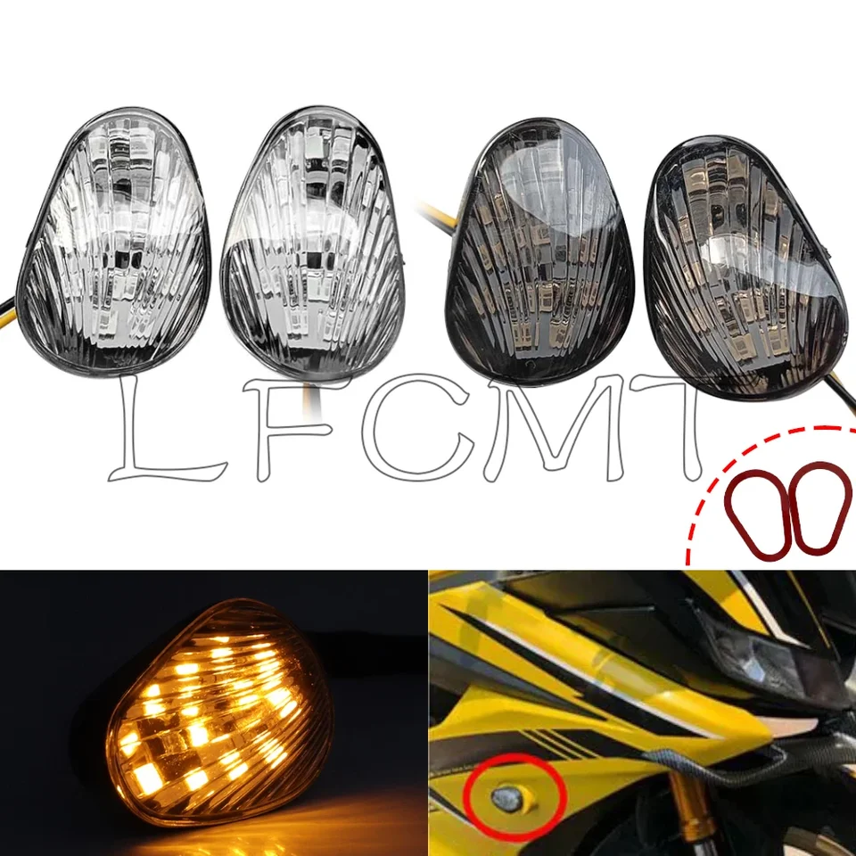 LED splachovacie otočné signály Svetlo Fit Fit for Yamaha YZF R1 R6 R6S FZ1 FZ6 FZ FZER FAZER BLINKER LAMP