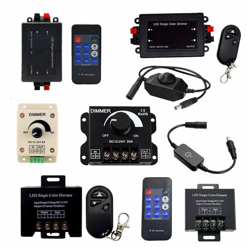 LED stmievanie DC12-24V 2A 3a 4a 8a 30a Whirl / Touch / 3key / 11Key Diaľkové ovládanie LED prepínač LED stmieva pre jednofarebné LED pásmo