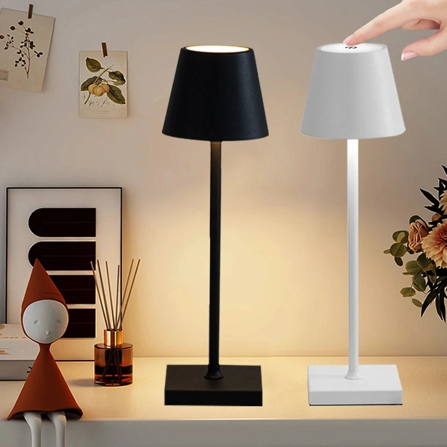 LED stolová lampa dotyk senzora Nabíjateľná stolná plocha nočné svetlo bezdrôtové čítanie lampa pre reštauráciu Hotel bar spálne dekorácie svetlo
