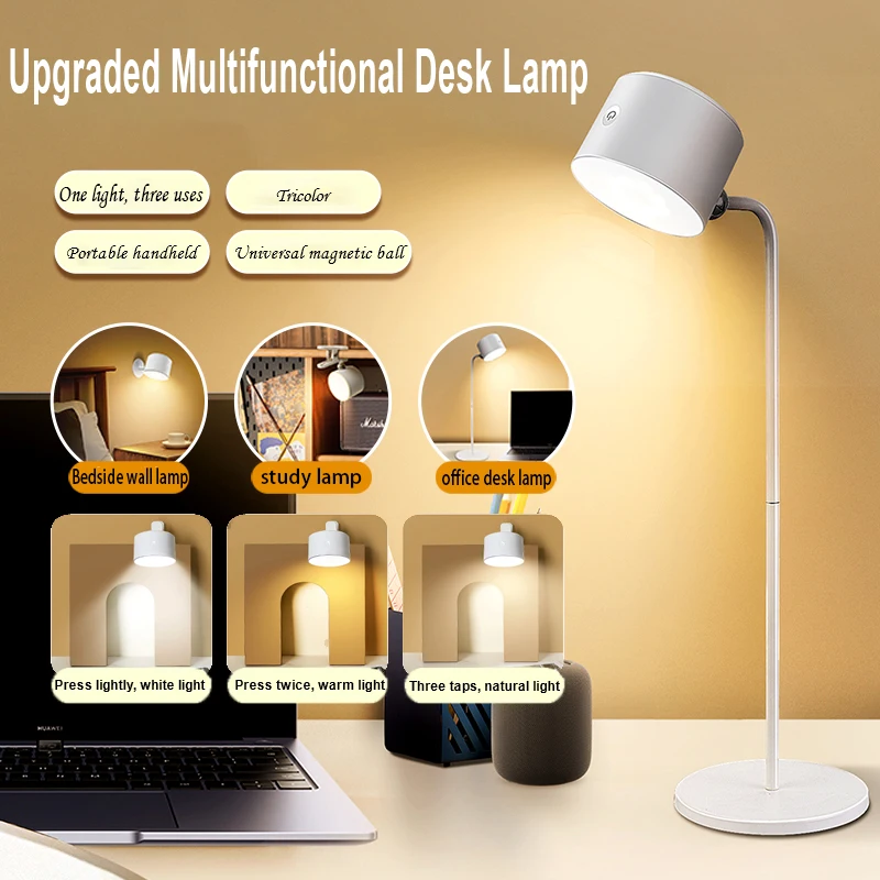 LED stolová lampa Multifunkčné nabíjateľné typy C 3 in 1 Prenosná nočná nočná nočná nočná nočná nočná lôžko Diaľkové spálne
