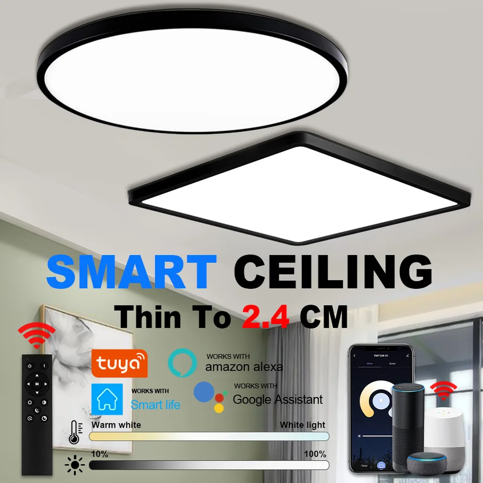 LED stropné svetlá inteligentné ultraterné 3-farebné CCT LED žiarovky neutrálne štvorcové stropné svetlá pre spálne kuchynské osvetlenie obývacia izba
