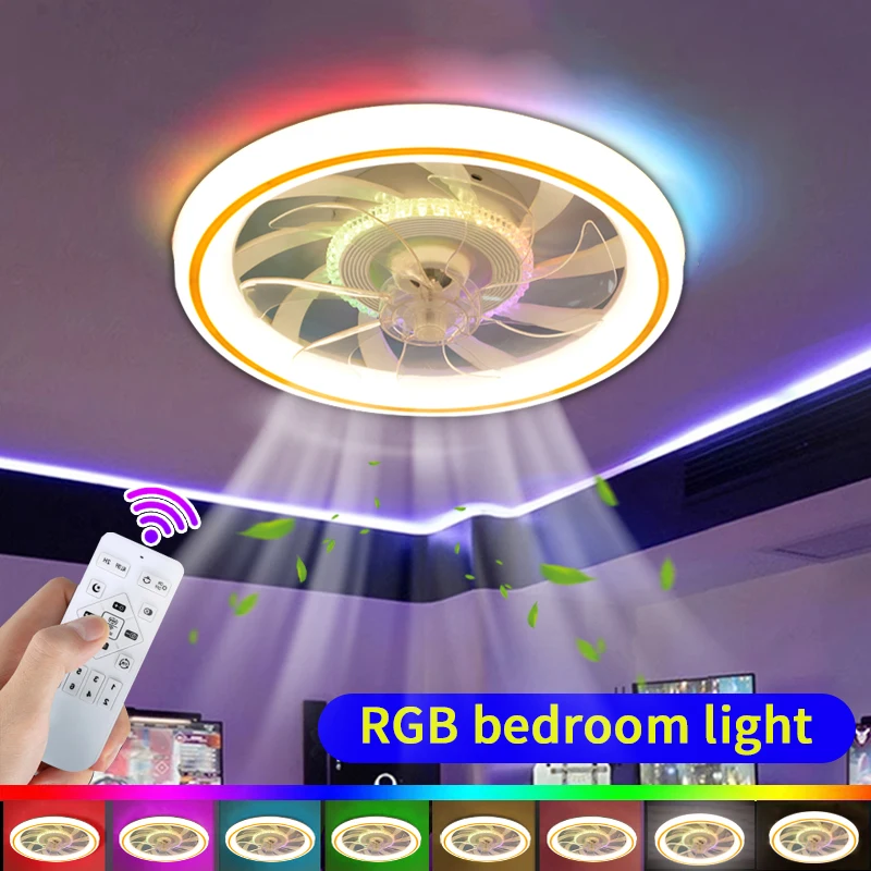 LED stropný ventilátor svetlo Moderné tenké RGB diaľkové ovládanie stmievanie diaľkového ovládania Vnútorná izba v obývacej izbe 6-stupňová izba