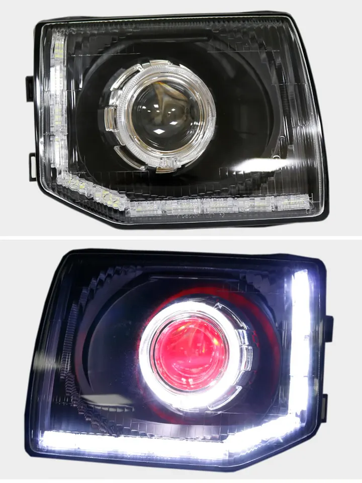 LED svetlomet Zostava anjela Angel Eye Day Running Light Turn Signál pre Mitsubishi Pajero Montero V31 V32 V33 PREDNÁ LAMP