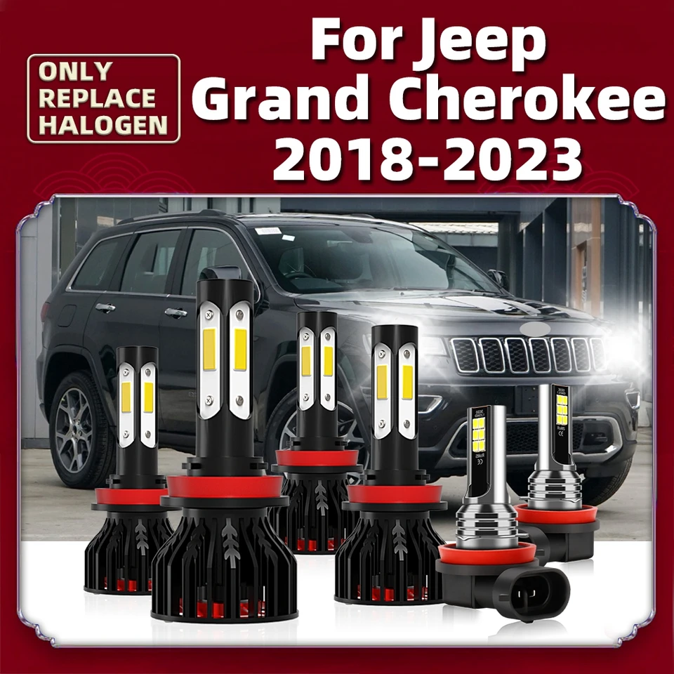 LED svetlomety 6000k 360 stupňov žiaroviek Turbo lampy s chladením ventilátora 12V pre Jeep Grand Cherokee 2018 - 2023 2022 2021 2020 2019