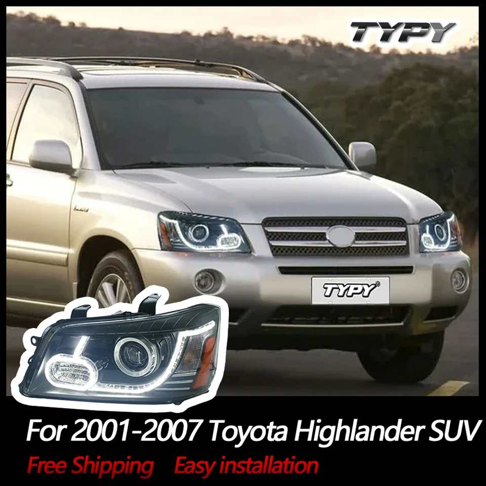 LED svetlomety projektora pre Toyota Highlander SUV 2001 2002 2003 2004 2005 2006 2006 2007 Predné žiarovky Headl Lamps High Low Bream