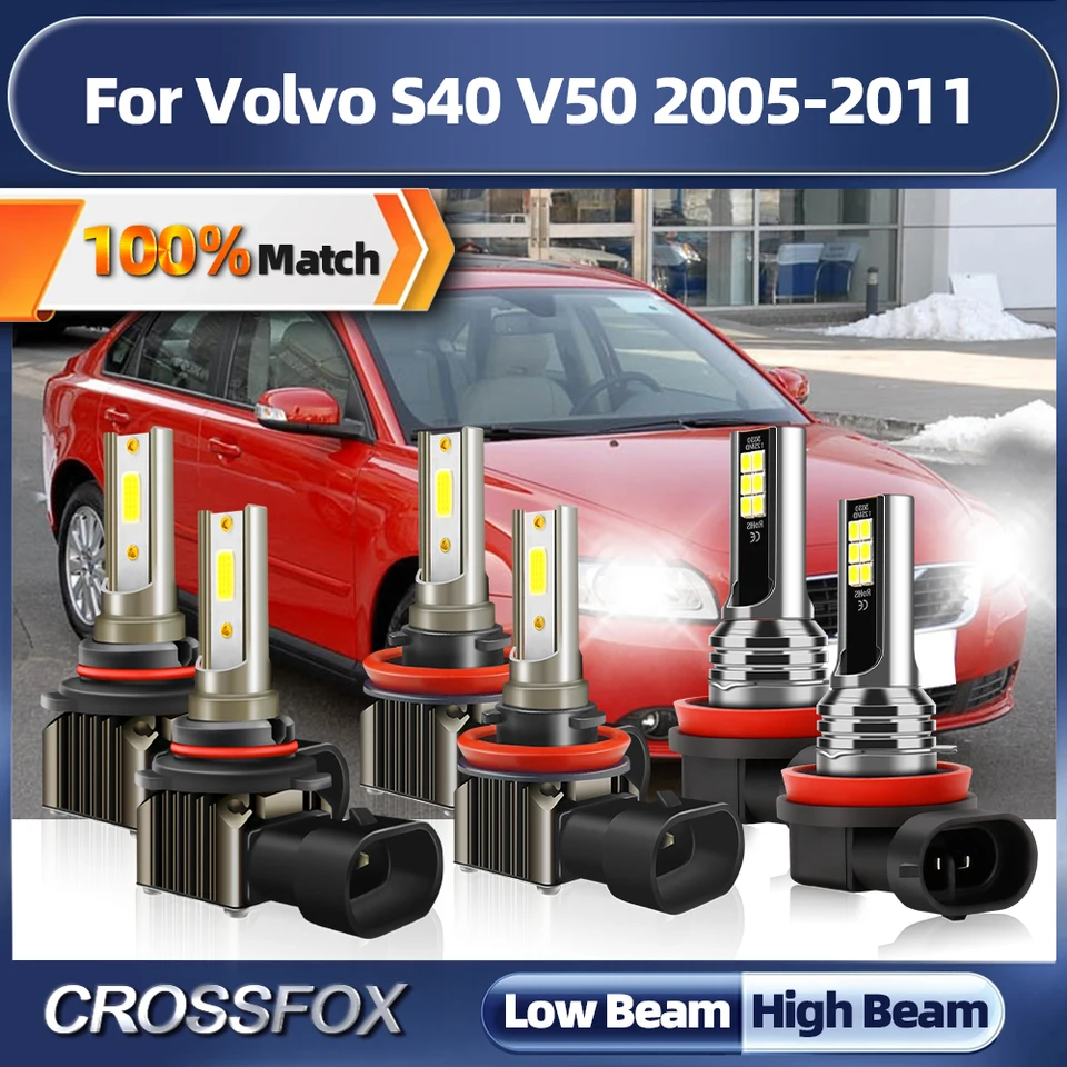 LED svetlomety žiarovky 60000LM 3570 CSP Car Lights 6000K White Fog Lamps for Volvo S40 V50 2005 2006 2007 2008 2008 2009 2011 2011