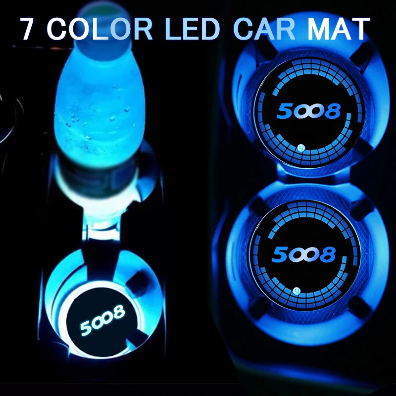 LED svetlé nápoje držiaky pre Peugeot 5008 viacfarebné inteligentné atmosféry vodnej dráhy Svetlo