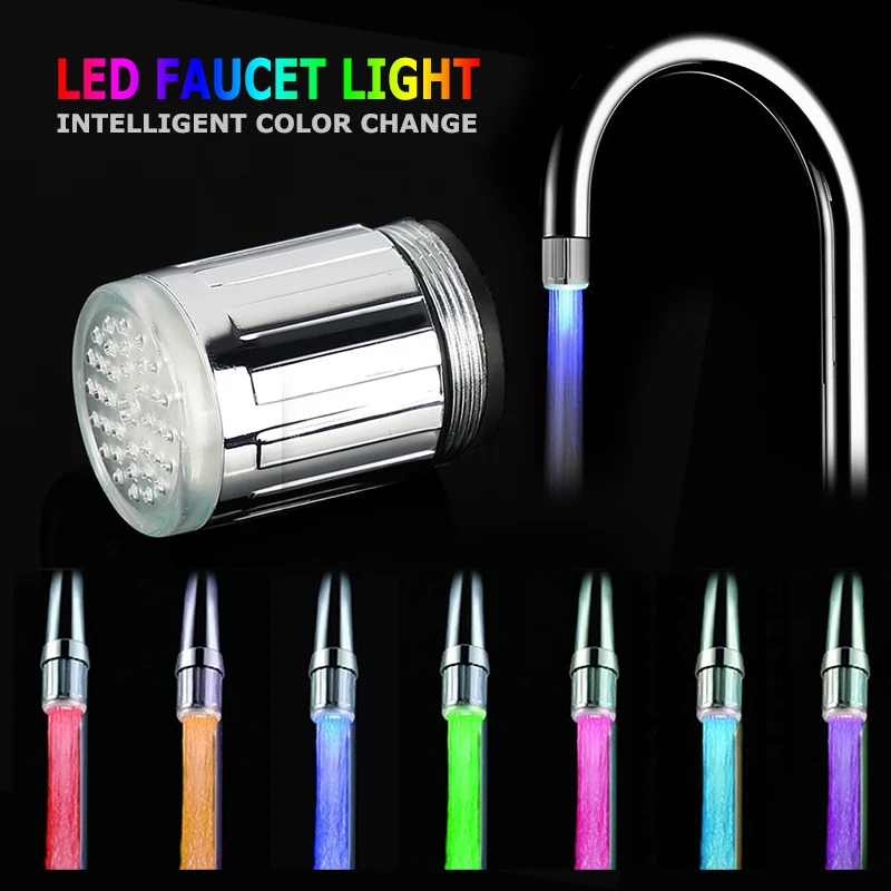 LED teplota citlivá na faucet kuchyňu Kúpeľňa Kúpeľňa Senzor na úsporu vody 7