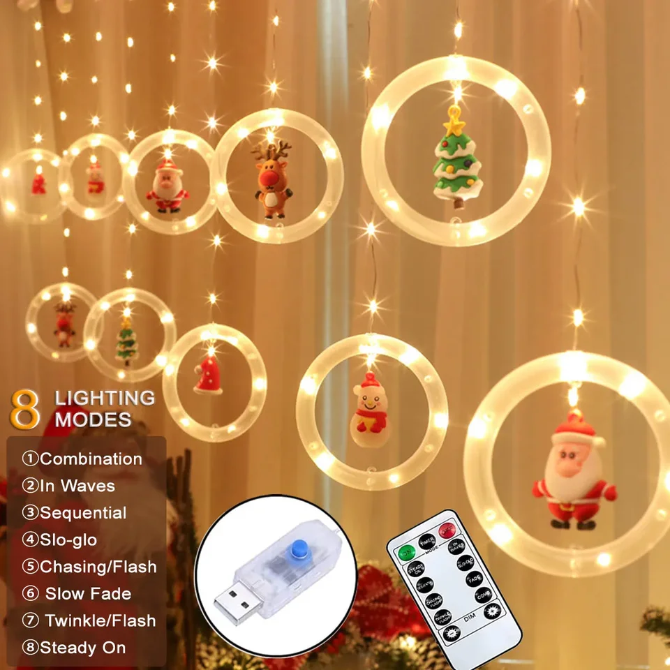 LED vianočné dekorácie Závesť LIGHT 8 režimy USB vianočné LED LED LED svetlo svetlo diaľkové šnúry osvetlenie Party vianočné novoročné dekorácie