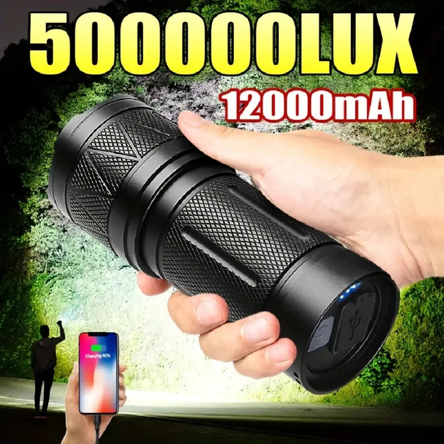 LED vreckové baterky ultra-Bright 50000LUMENS 12000 mAh Nabíjateľná batéria Výkonná TORCH ZOMONATIBLE TACTICKÁ LUCIST