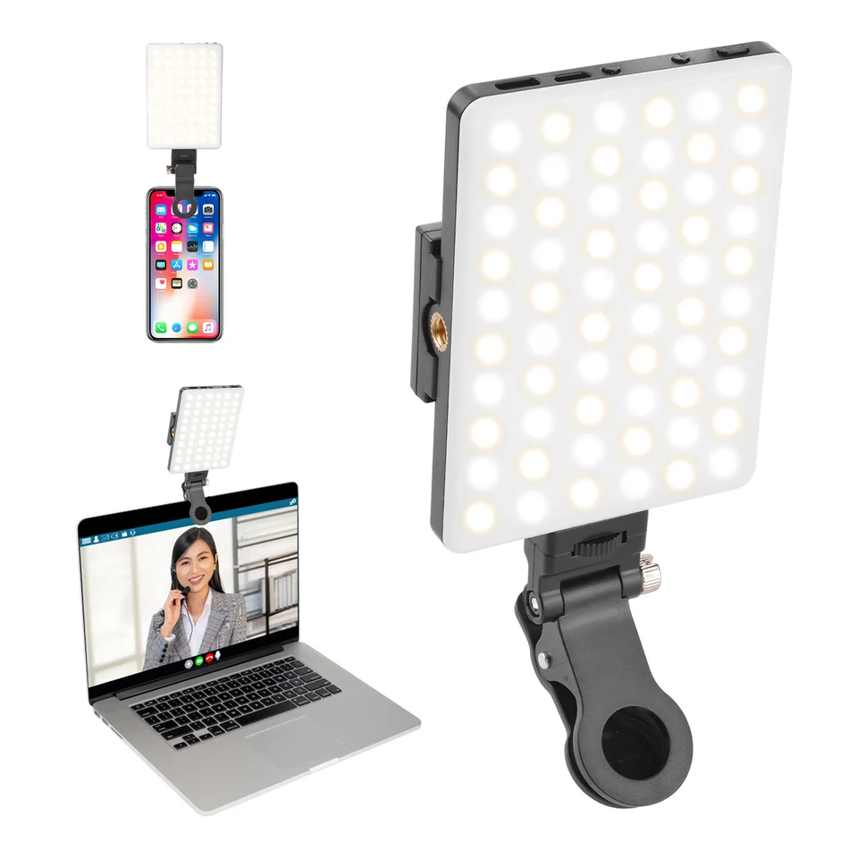LED výplne svetlo klip Mini video svetlo s robustným držiakom pre fotografiu/ mobilný telefón/ laptop/ statív fotografické osvetlenie