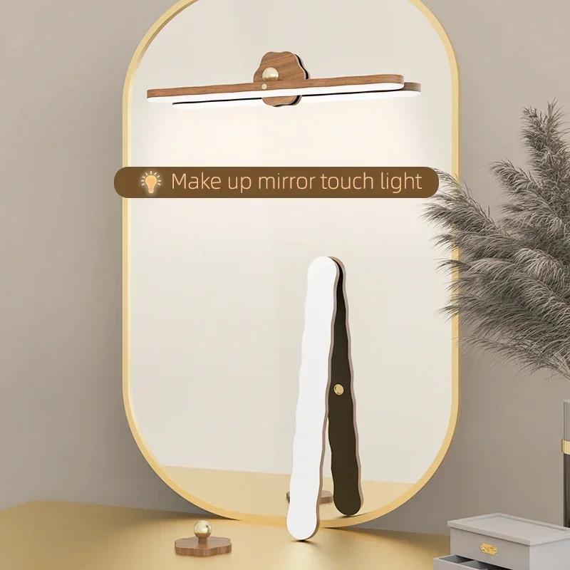 LED zrkadlo predná lampa magnet adsorpčné zrkadlo zrkadla Screen Screen Lamp Rotácia dreva Nočné svetlo pre make -up spálne