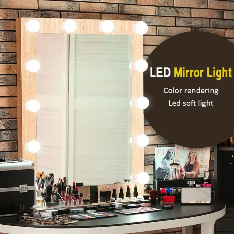 LED zrkadlové žiarovka make -up Vanity žiarovky USB Nabíjateľný bezdrôtový dotykový spínač stepless stmievacie zrkadlové svetlá pre šaty
