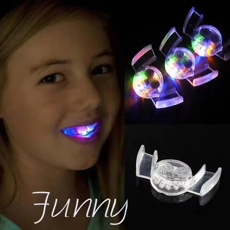 LED ústa rovnátka LIGHT UP PETLA GLOW Zuby Detské hračky HALLOWEEN RAVE GLOW PARTY PARY COSPLAY COSPLAY Svetlá protéza dekorácie