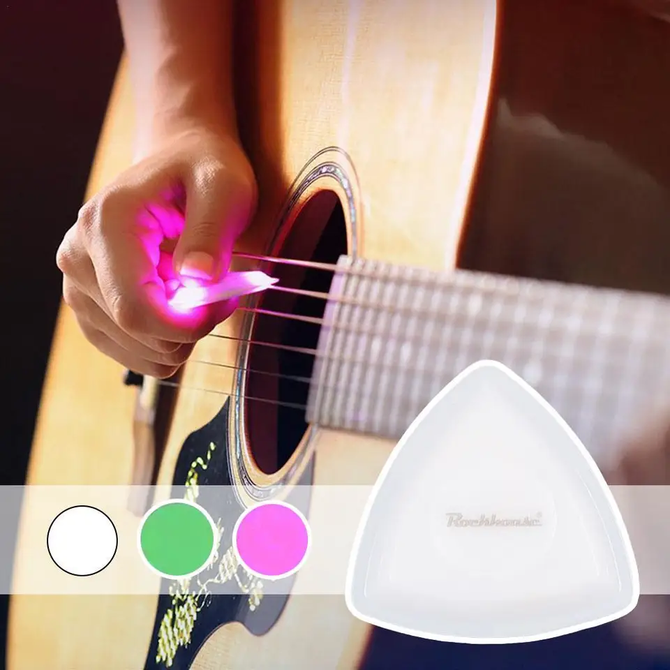 LED žiariace gitarové vyberanie plastovej gitarovej gitary Luminous Pick Struny Stringed Instrument GLEAGING PLECTRUM