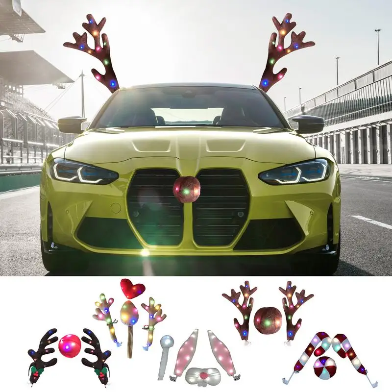LED žiariace parohy vianočné dekorácie automobilu
