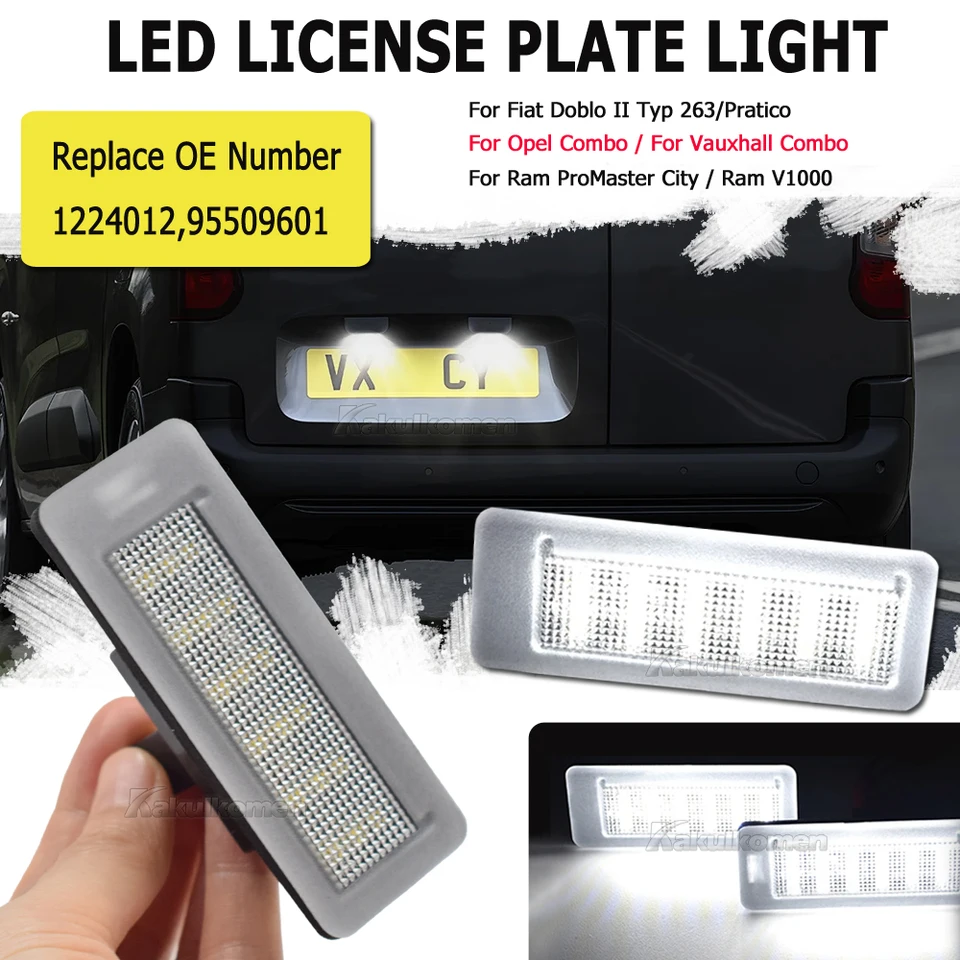 LED žiarovky pre Fiat Doblo Pratico Opel Vauxhall Combo Combo Light Lights Lights 2pcs Number Taft Lamp pre Ram Promaster City V1000
