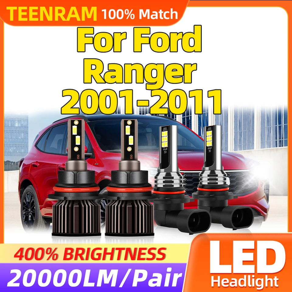 LED žiarovky svetlometov 40000lm Super Bright Car Lights 12V 6000K Biele hmlové žiarovky pre Ford Ranger 2001-2006 2007 2008 2009 2009 2011 2011