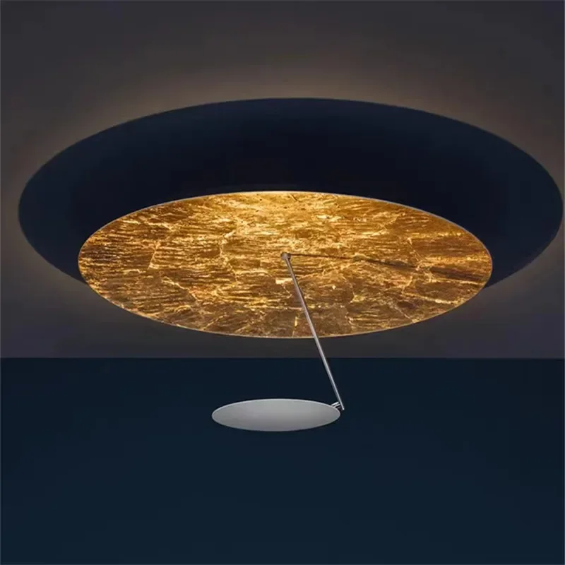 Lederam stropná lampa Kreatívna zlatá fólia UFO prívesok svetlo obývacia izba Art Decor Light Hotel reštaurácia LED okrúhly luster