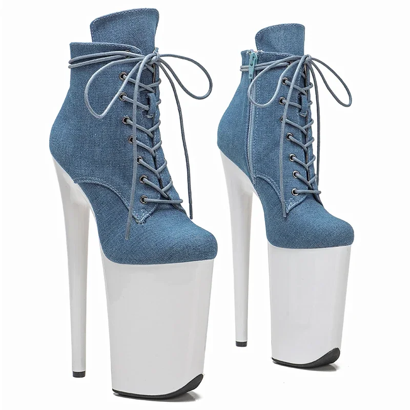 Leecabe 23 cm/9inches denim horný módny trend tanečné topánky vysoké podpätky Stripper päta pätná tanečná topánka