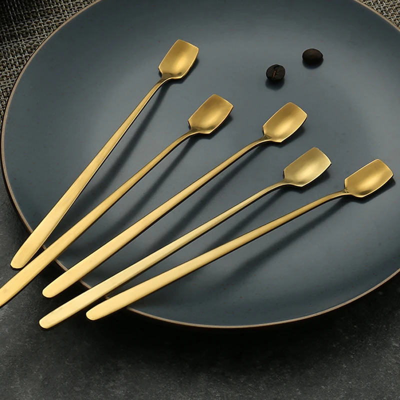 Leeseph Coffee Spoons Set 4, z nehrdzavejúcej ocele dlhá rukoväť espresso miešanie lyžičiek dezertných čajových lyžičiek