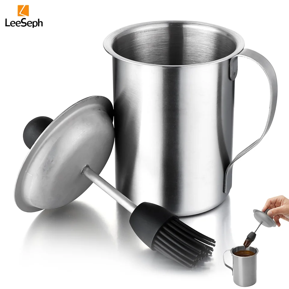 Leeseph Sauce Pot a Basting Brush Set, hrniec na grilovanie z nehrdzavejúcej ocele, darčeky pre grilovanie pre mužov, otec, grilové doplnky