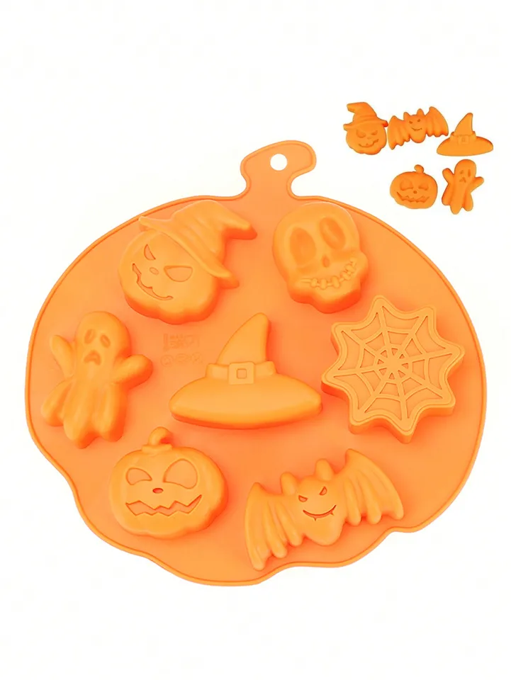 Leeseph Silikone Halloween Ghost Pumpkin Form Nepríjemná čokoládová želé fondant Cake Form Fold for Party Gift