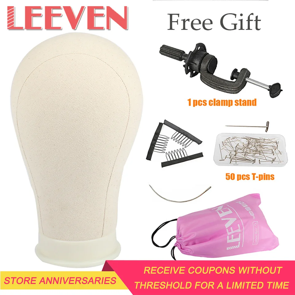 Leeven Canvas hlava pre predlžovanie vlasov/čipky parochne/displej Mannequin Manikin Head Head Stand/Sušič hlavy/výroba parochne so stojanom
