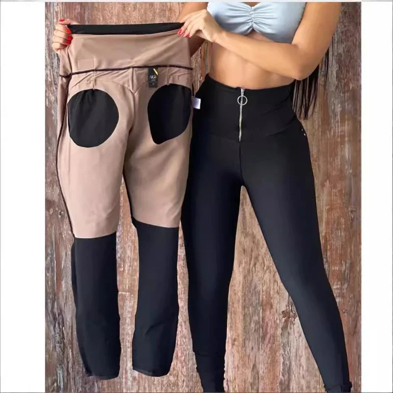 Legíny Ženy dlhé nohavice Bodycon Petre Pant Club Sexy štíhly vysoký pás Cast -Rogger High Apar nohavice zipsové streetwear