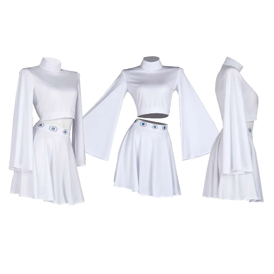 Leia princezná cosplay šaty sada fantasy sukňa filmový vesmírny kostým maskovanie dospelých žien dievčatá halloween roleplay outfit