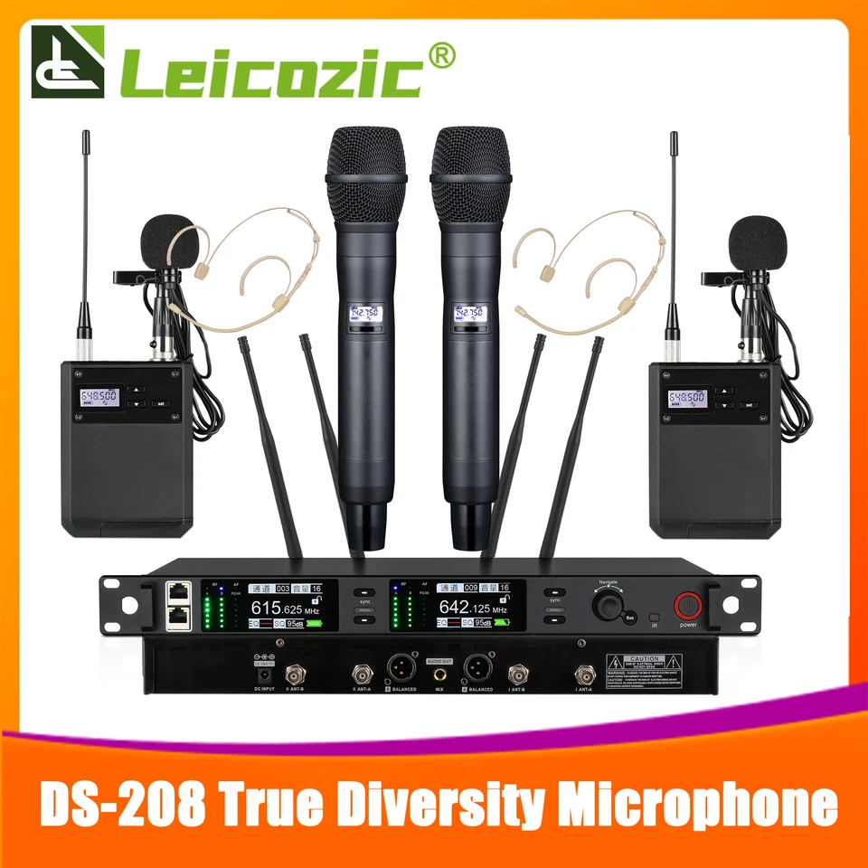 Leicozic Professional klopový bezdrôtový mikrofón mikrofón Mikrofono Profesionálny bezdrôtový mikrofón pre javiskové výkony True Diverzita