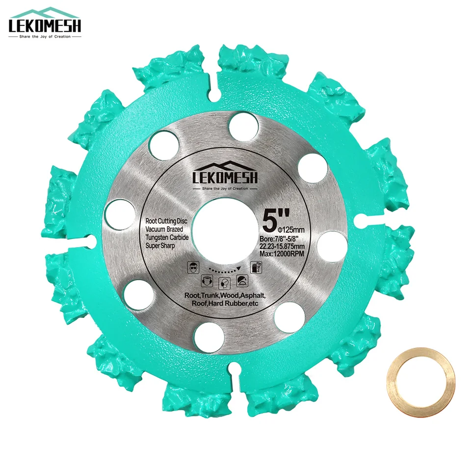 Lekomesh Dia125mm tvrdá zliatina píla Blade 1pc Cutter Disk pre koreňový kmeň drevené drevené gumy s 5 palcovými rezmi s podložkou