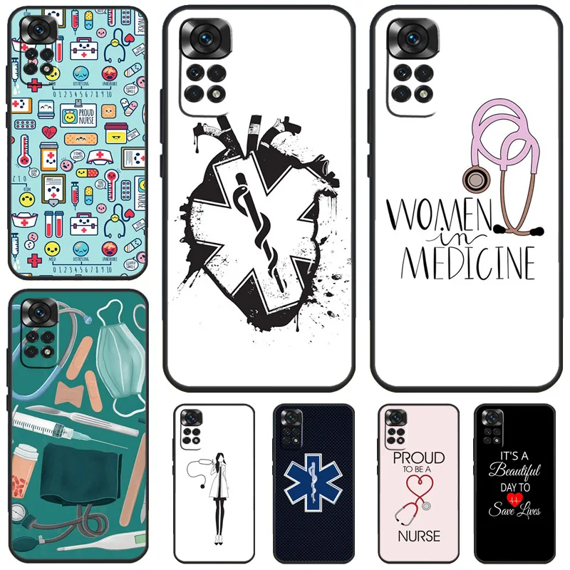 Lekárska sestra pre zdravotnú sestru Puzdro pre Xiaomi Redmi Poznámka 13 12 12S 12c 13c 10 10c 9 9c 10s 11s 11 Pro Soft Cover