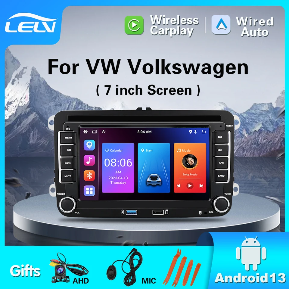 LELV 2 DIN Android Car Radio GPS pre VW / Volkswagen SkoDa Octavia Golf 5 6 Touran Passat B6 Polo Jetta 2Din Radio Playe