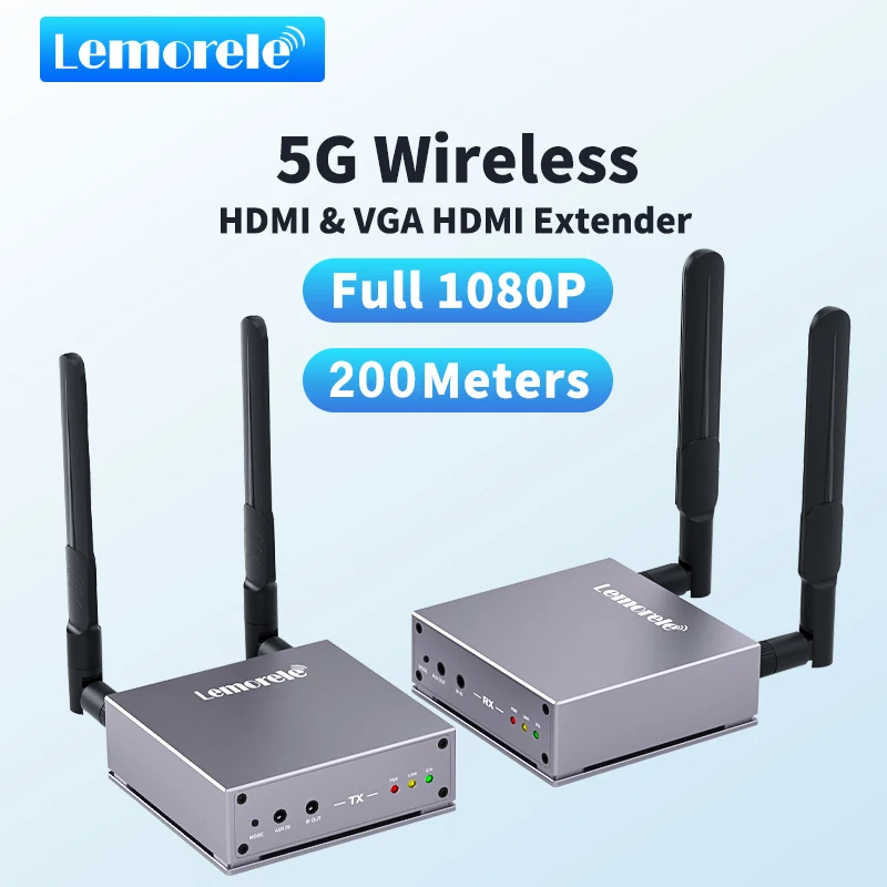 LEMORELE HDMI Wireless Extender 200 metrov 5GHZ/2,4 GHz Dual Band Video Video a prijímač 1080p Dongle Kit TV Stick for PC