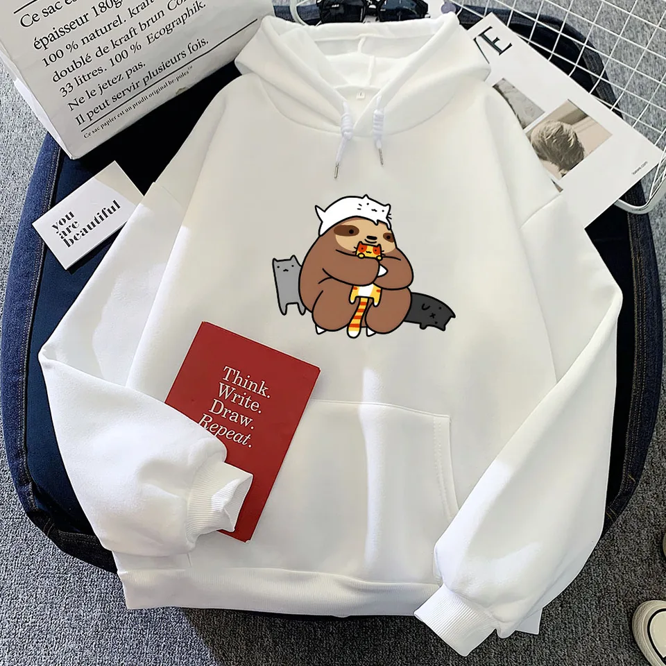 Lenivosť kawaii mačka tlačená mikiny dámske kapucňové mikiny zimné teplé kapucňu Žena jar a jeseň periférne pulvovery kpop oblečenie
