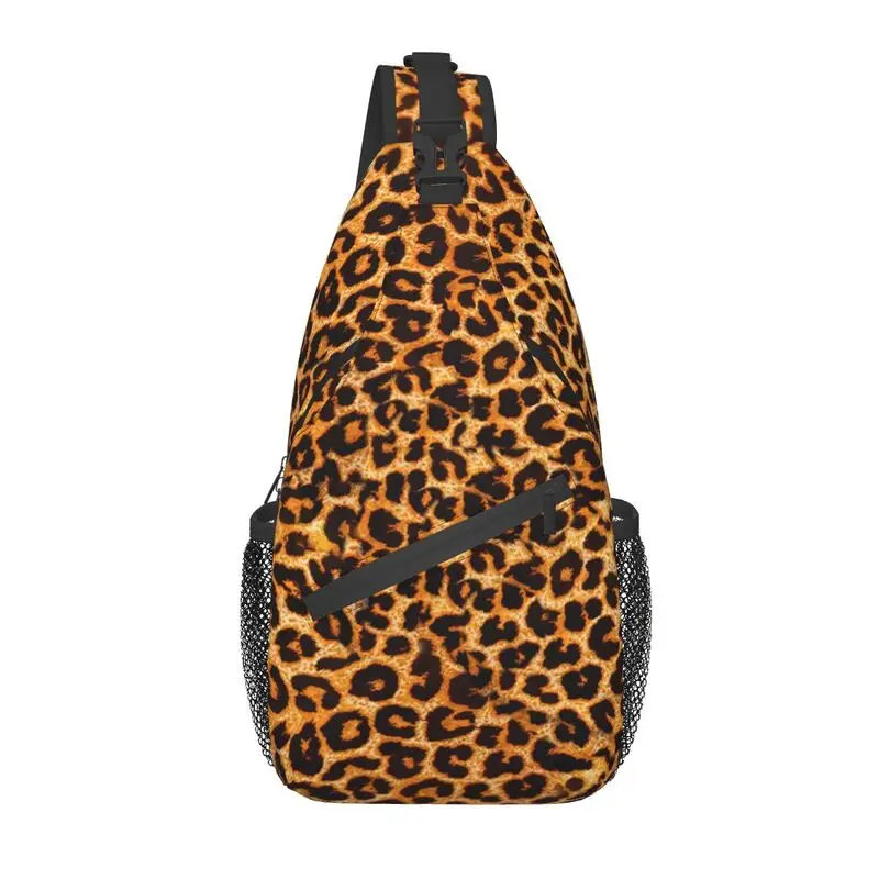 Leopard kožušina tlačí štrbina na hrudi Crossbody vrecká Men módne zvierací vzorový vzor ramena na pešiu turistiku