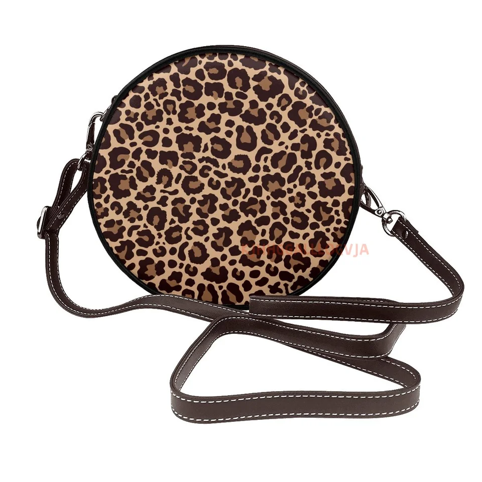Leopard módne ženy krížové sedlové tašku Pu kožené malé kabelky kabelky retro kruh