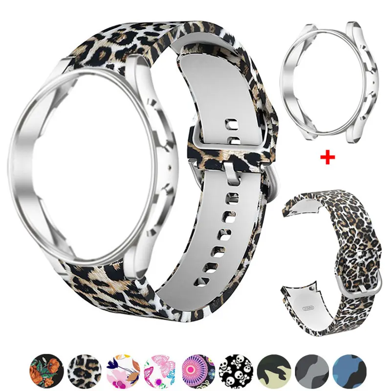 Leopard tlačený remienok pre Samsung Galaxy 4/5 40 mm 44 mm 5 Pro 45 mm silikónový náramok pre hodinky 4 Classic 42 mm 46 mm hodinky+puzdro+puzdro