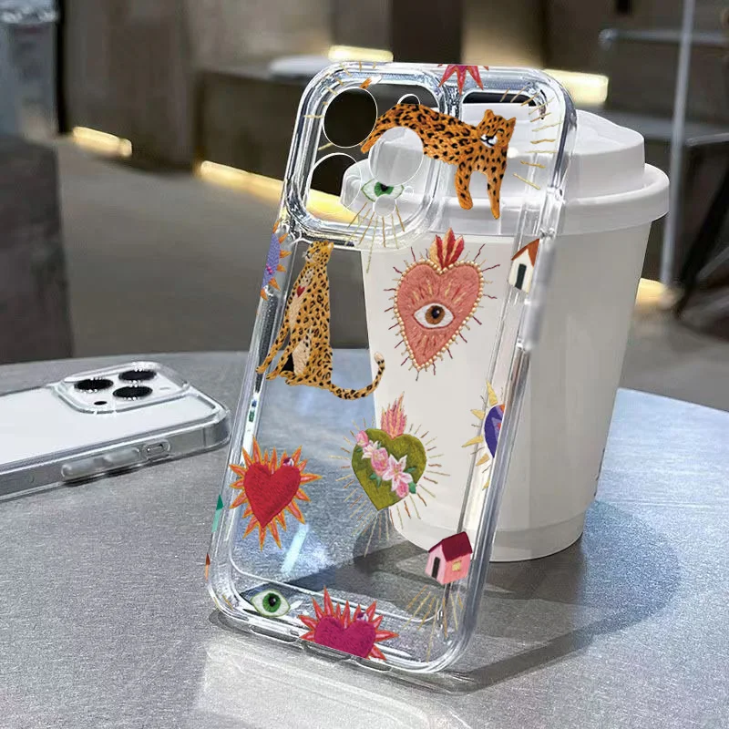 Leopardové oči kvetina mäkký silikónový puzdro pre Xiaomi Redmi Note 14 13 12 Pro Plus 5G 12S 11s 10 Redmi 14c 13c 12c Clear Cover