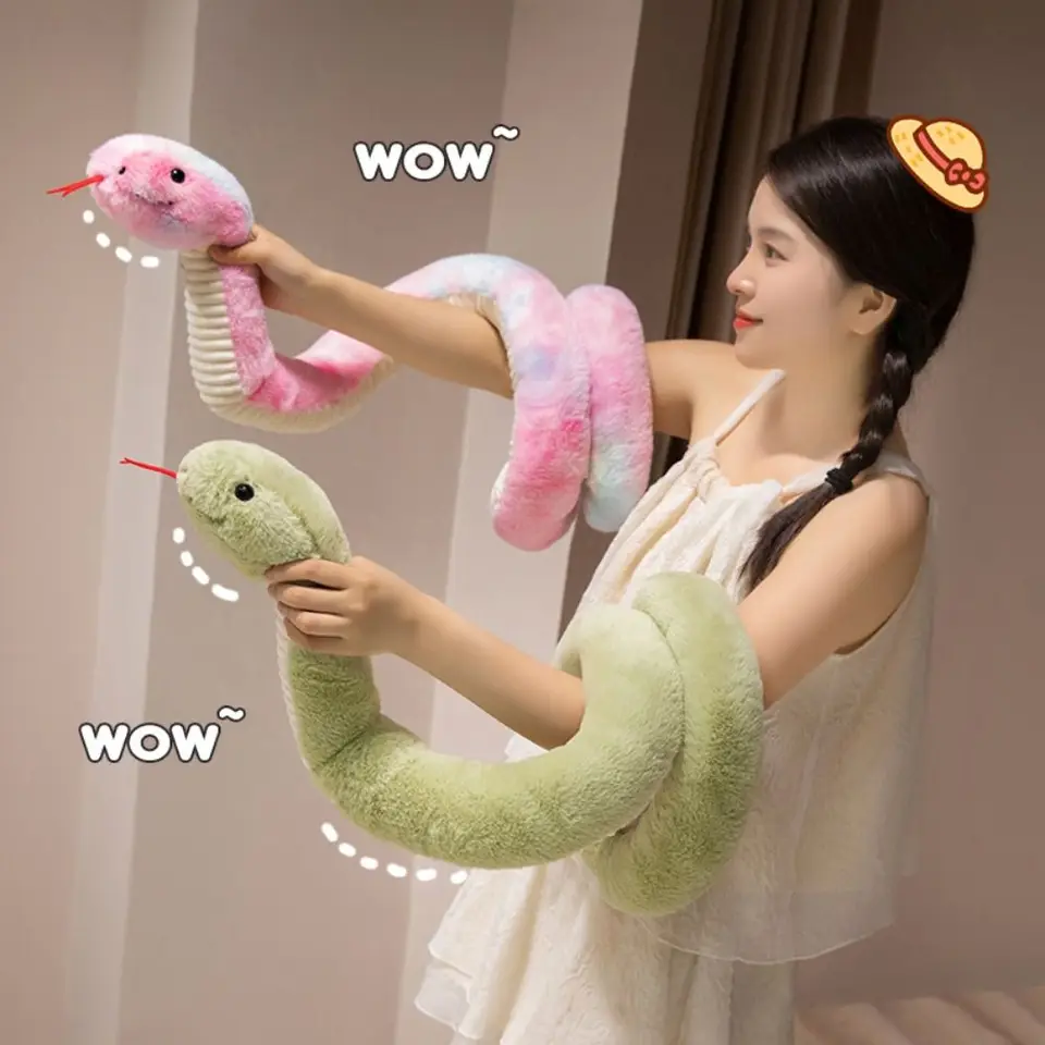 Lepivý jazyk Had Had Plush Hračka farebná stočená plyšná bábika plnená zvierata Long Boa Snake Hrace Hračky pre deti hračky